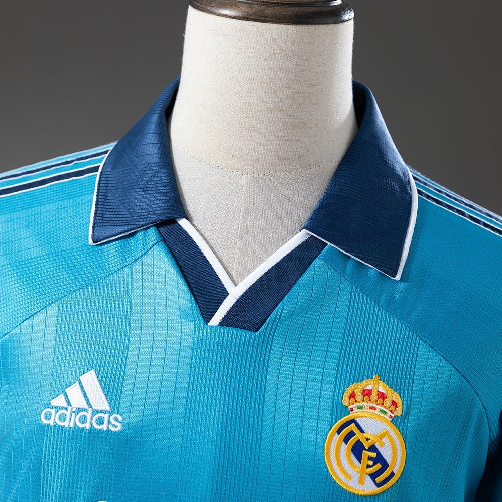 Real Madrid Third Jersey 1999-00 Retro Long Sleeves Football Kit Soccer Shirt