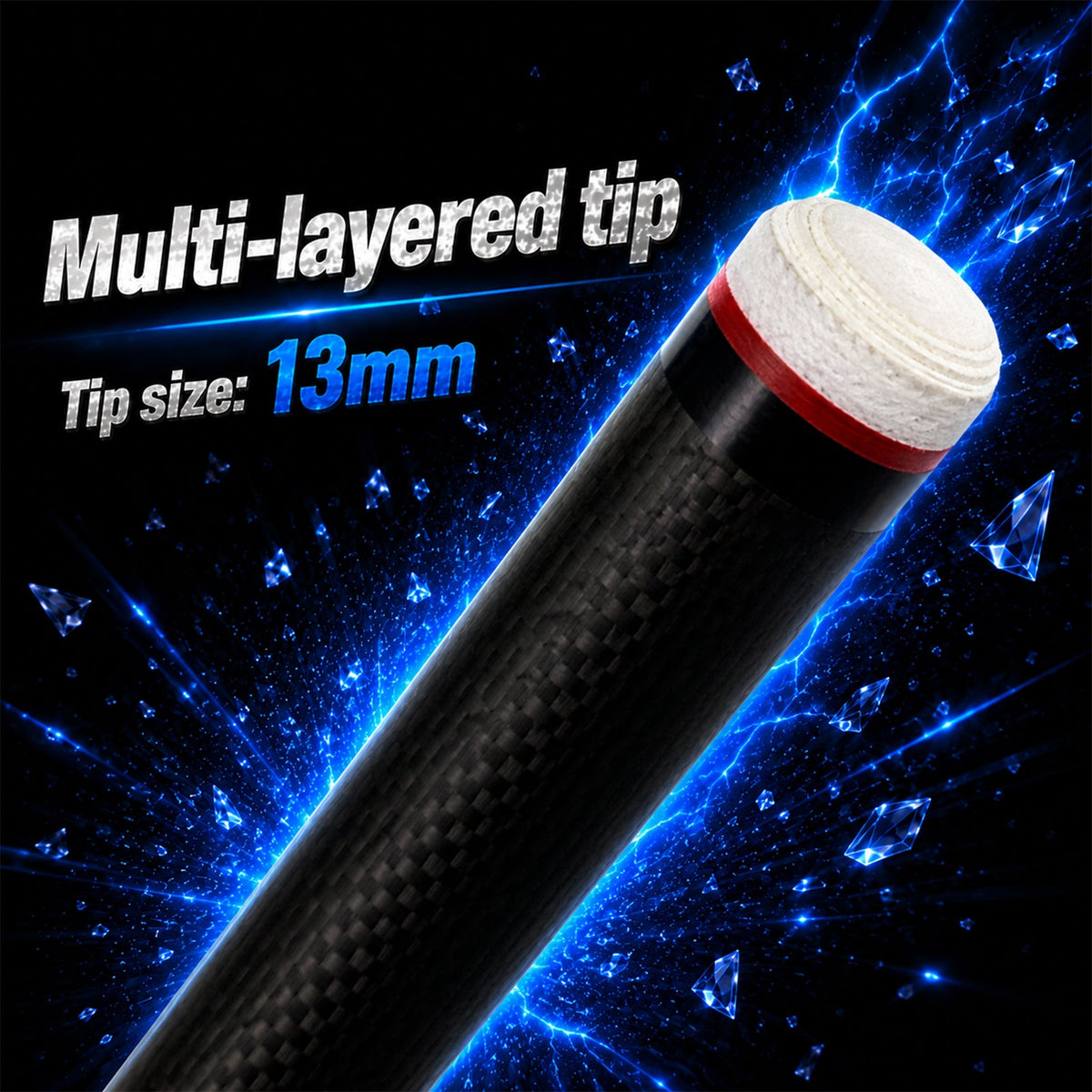 Transk Metal Dragon Slayer Jump Cue - Blue Carbon Fiber Shaft with Sheepskin Grip - 13mm Tip