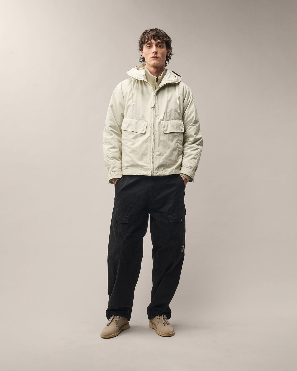 C.P. Company Twill Mixed Explorer Jacket in Silver Birch