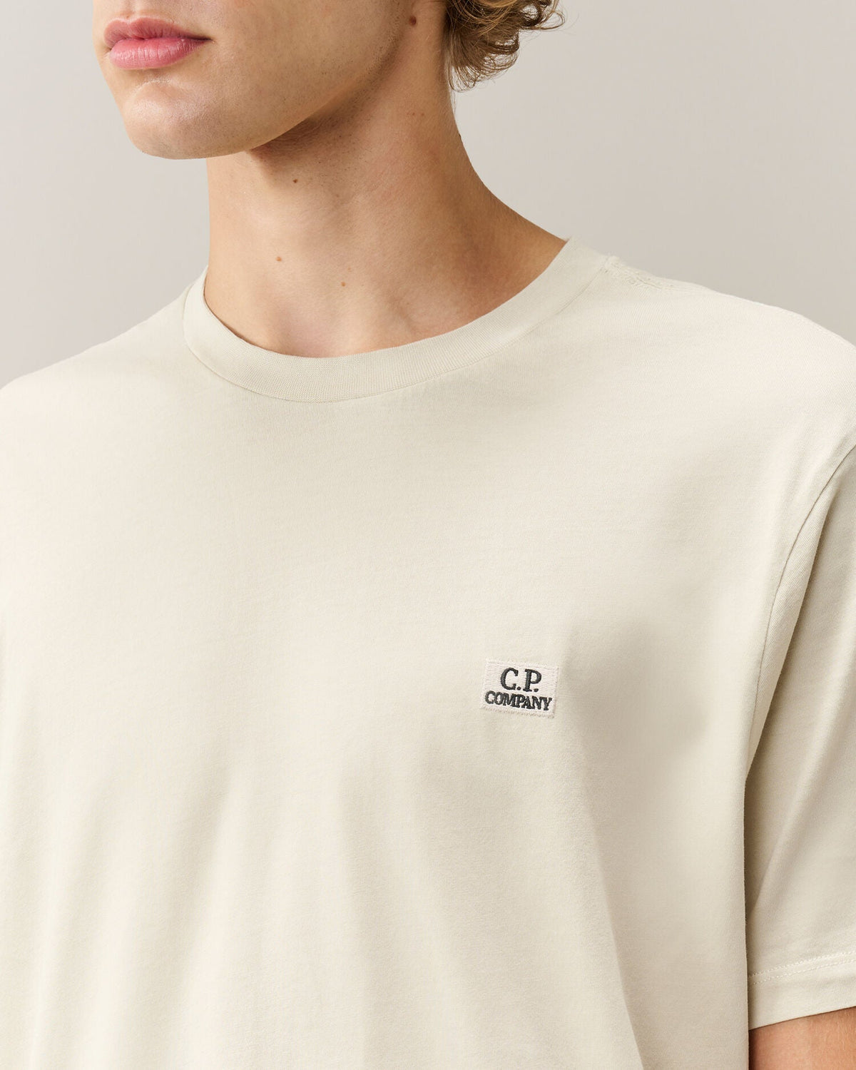 C.P. Company 30/1 Jersey Logo Patch T-Shirt in Silver Birch