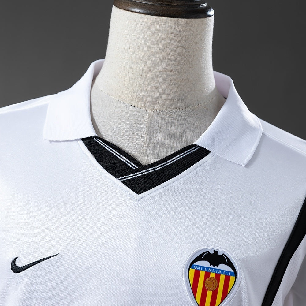 Valencia Home Jersey 2000-01 Retro Long Sleeves Football Kit Soccer Shirt