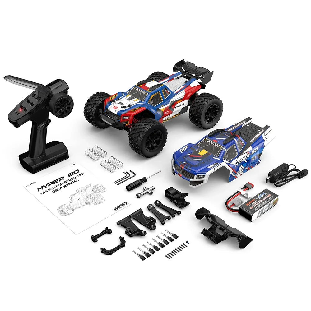 MJX Hyper Go 14212 1/14 4WD Brushless RC Monster Truck – 56KM/H High-Speed RTR with Dual Body Shells