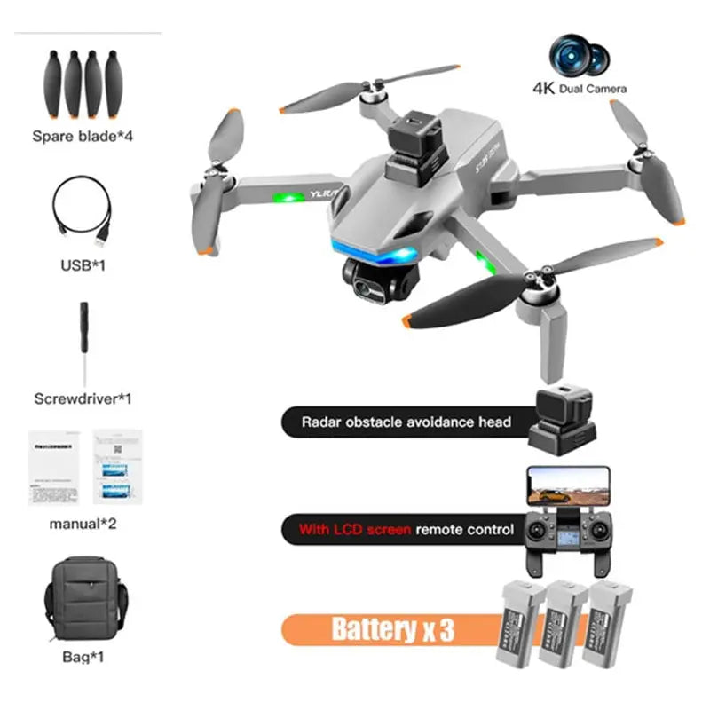 S135 Pro 4K Drone 3-Axis Gimbal GPS 5G WiFi 360° Obstacle Avoidance Brushless Dual Camera Foldable Quadcopter RTF