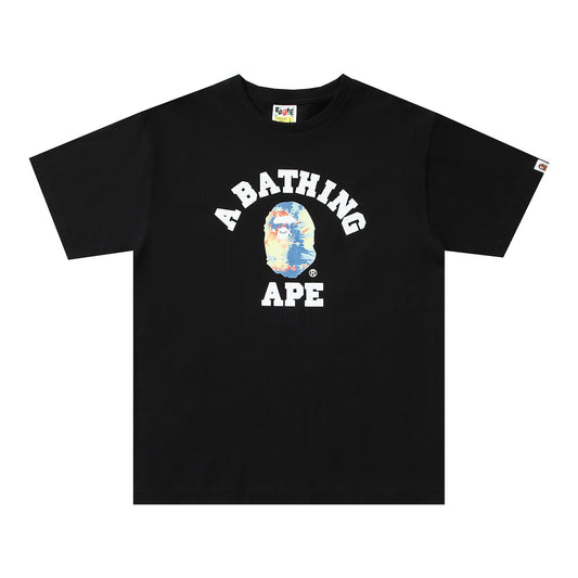 D003 Color Splash Collegiate Graphic T-Shirt - Black