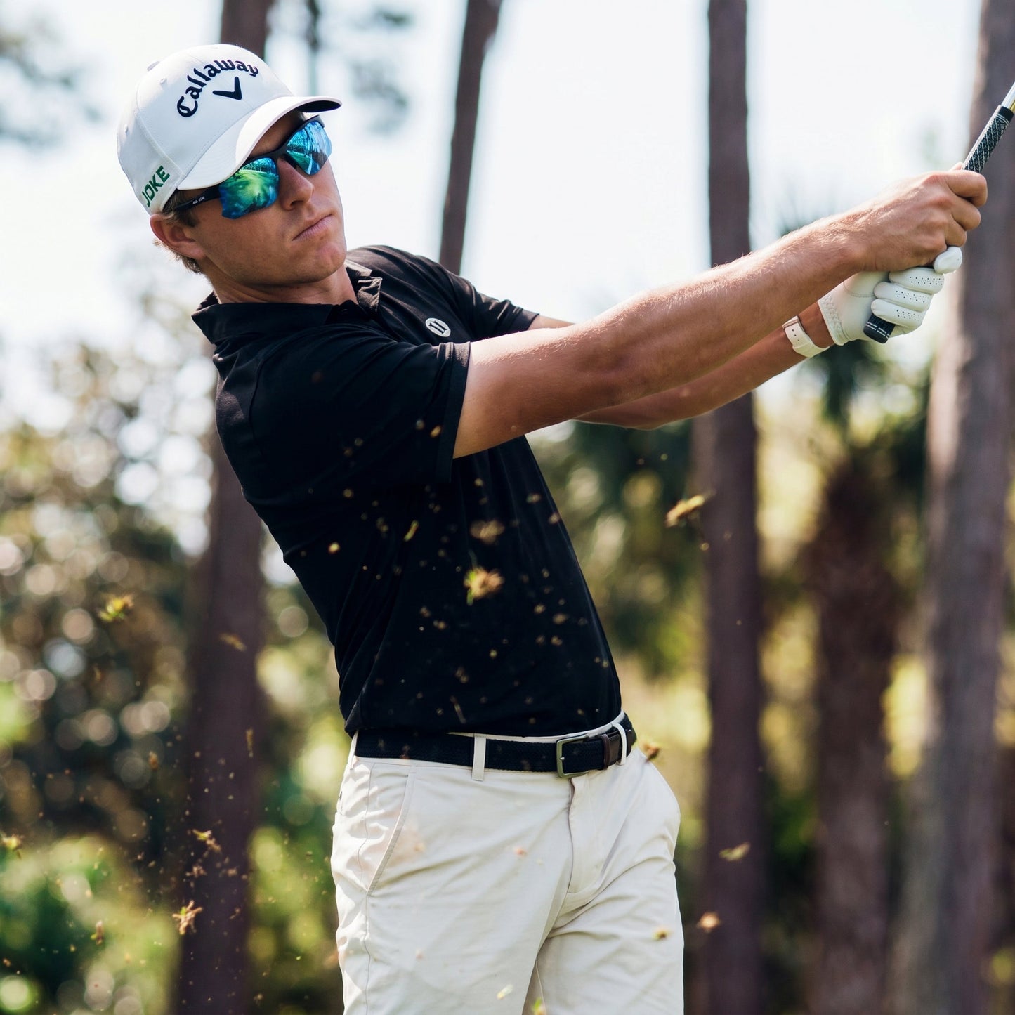 Ask Echo Golf Black Half Frame Sunglasses / Revo Blue