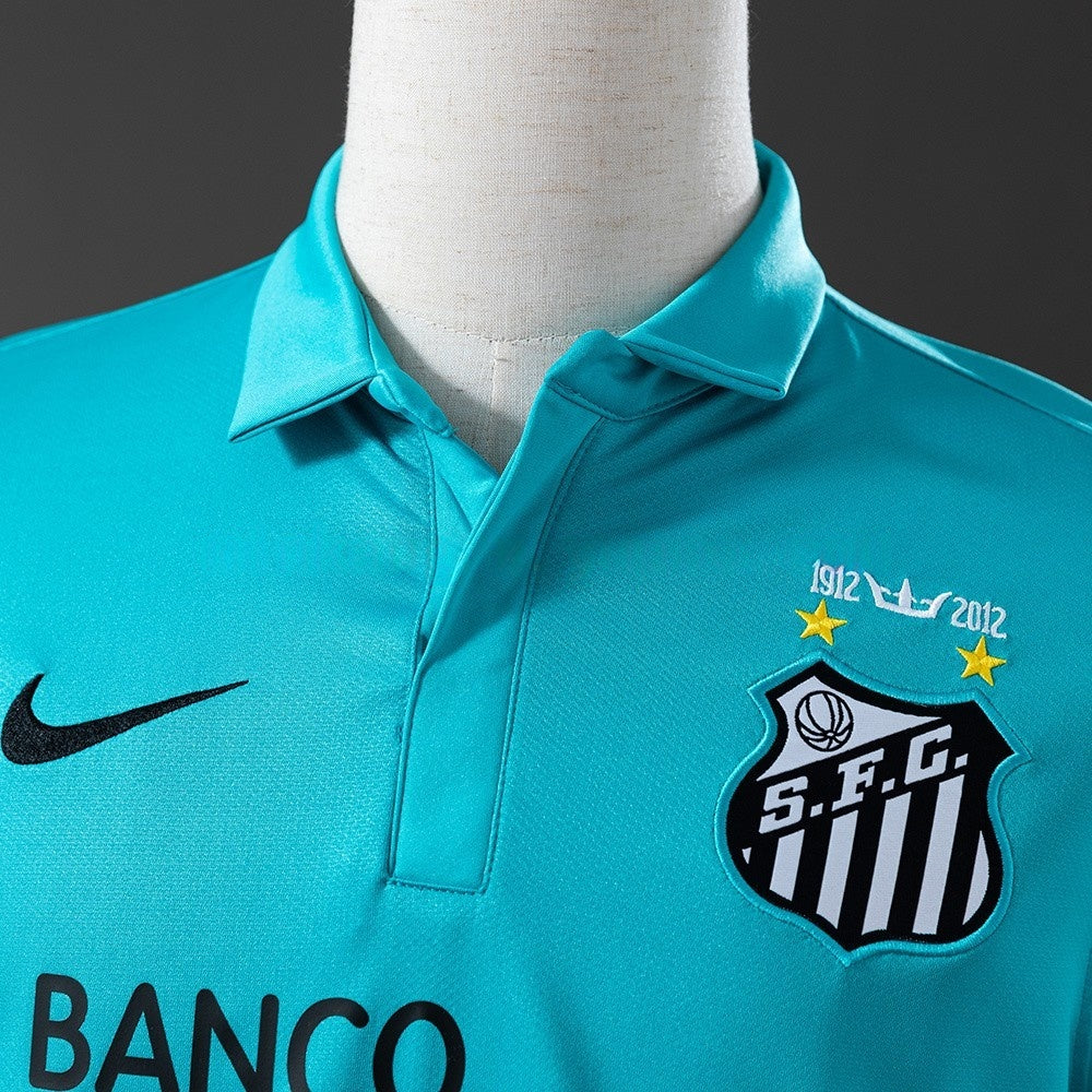 Santos Jersey 2012/13 Blue Retro Football Kit Long Sleeves