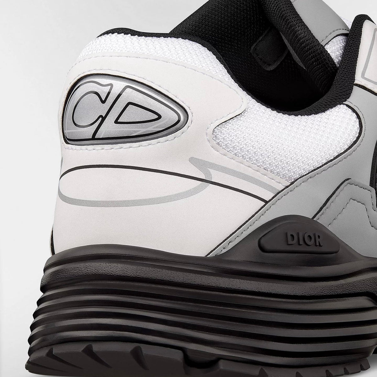 Dior B30 Countdown Sneaker in White Technical Mesh and White and Grey Technical Fabric