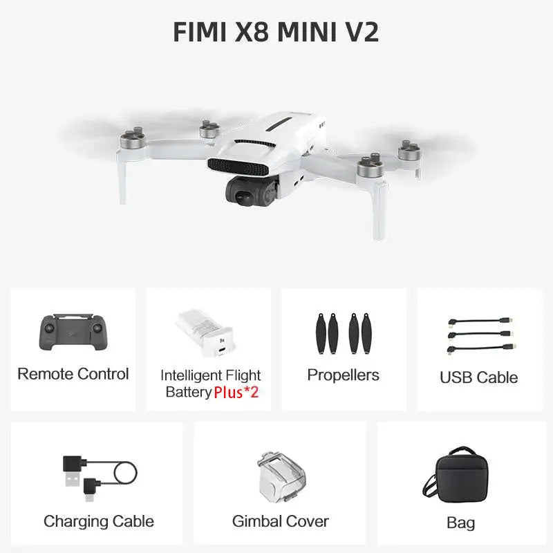FIMI X8 MINI V2 4K Drone 3-Axis Gimbal HDR 9KM GPS 37min Flight 245g Foldable Quadcopter RTF