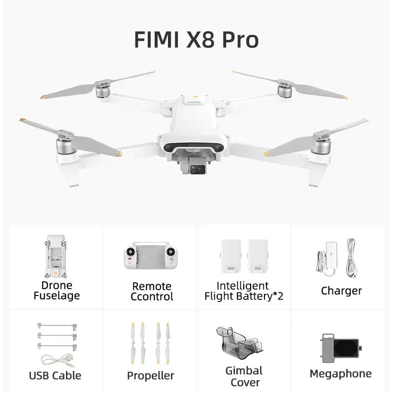 FIMI X8 PRO 4K Drone 3-Axis Gimbal GPS 15KM 1/1.3-inch CMOS Tri-Directional Obstacle Avoidance Quadcopter RTF