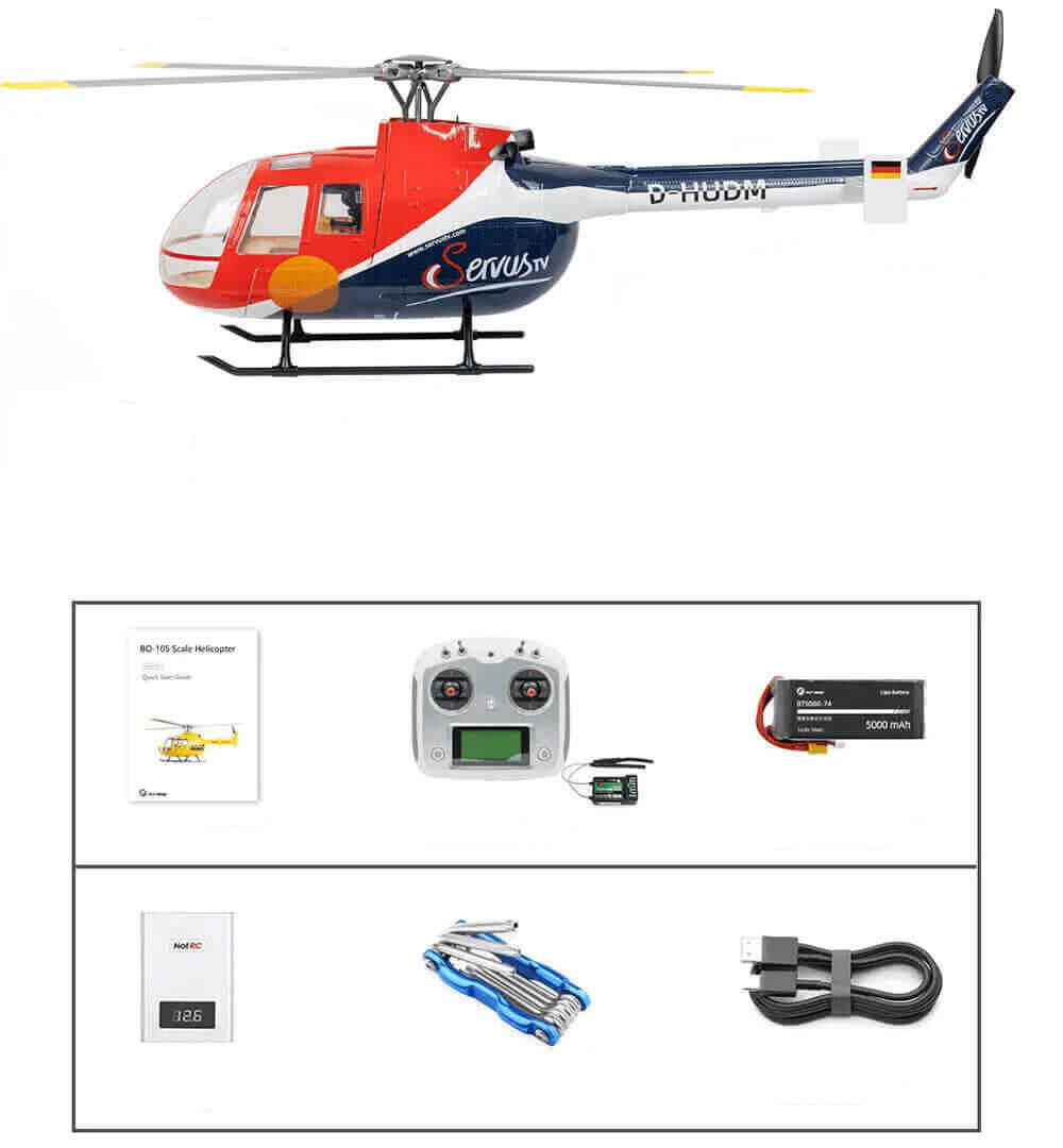FLYWING BO-105 450L Scale 6CH Brushless GPS Altitude Hold H1 Flight Controller RC Helicopter PNP/RTF