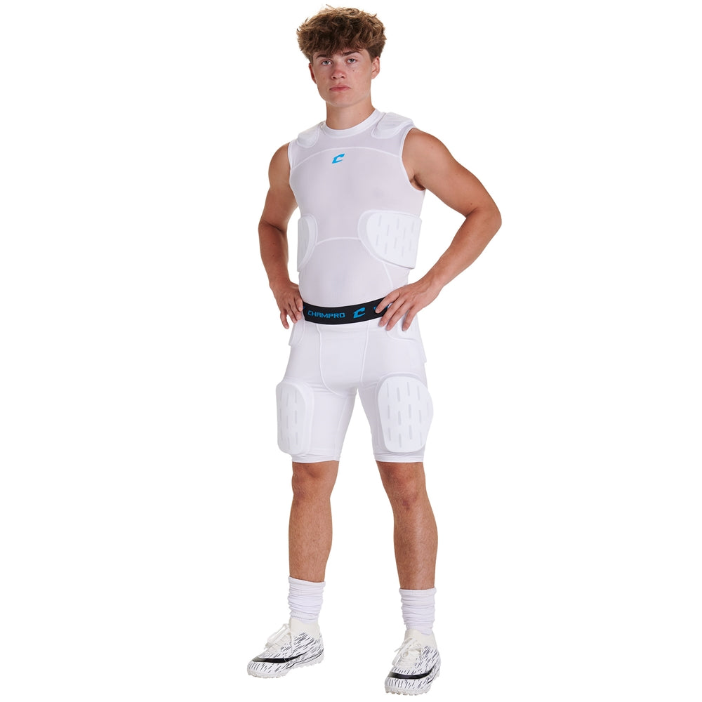 CHAMPRO COMPRESSION FORMATION 5-PAD GIRDLE SHORTS-WHITE