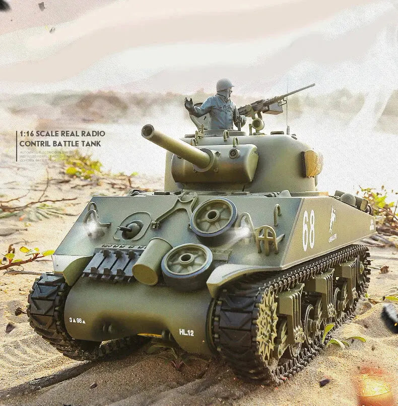 Heng Long 3898-1 US Sherman M4A3 1/16 Scale 2.4G Upgraded Metal RC Battle Tank RTR