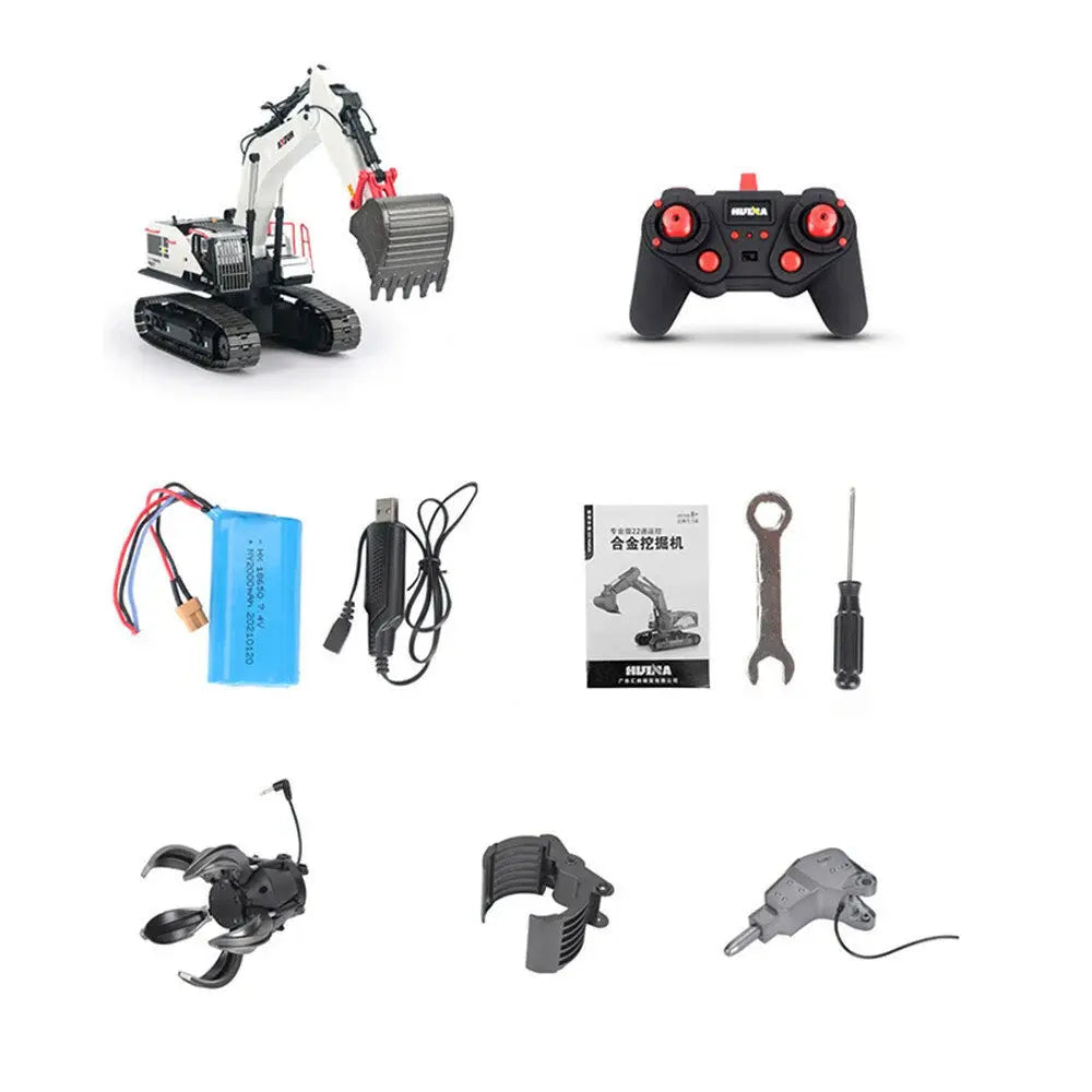 Huina 1594 1/14 Scale 2.4G 22CH Alloy Excavator with LED Light Sound RC Engineering Construction Car Toy