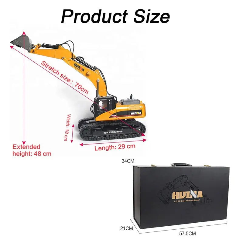 Huina 1580 1/14 Scale 2.4GHz 23CH Full Alloy Hydraulic Excavator RC Construction Car Toy