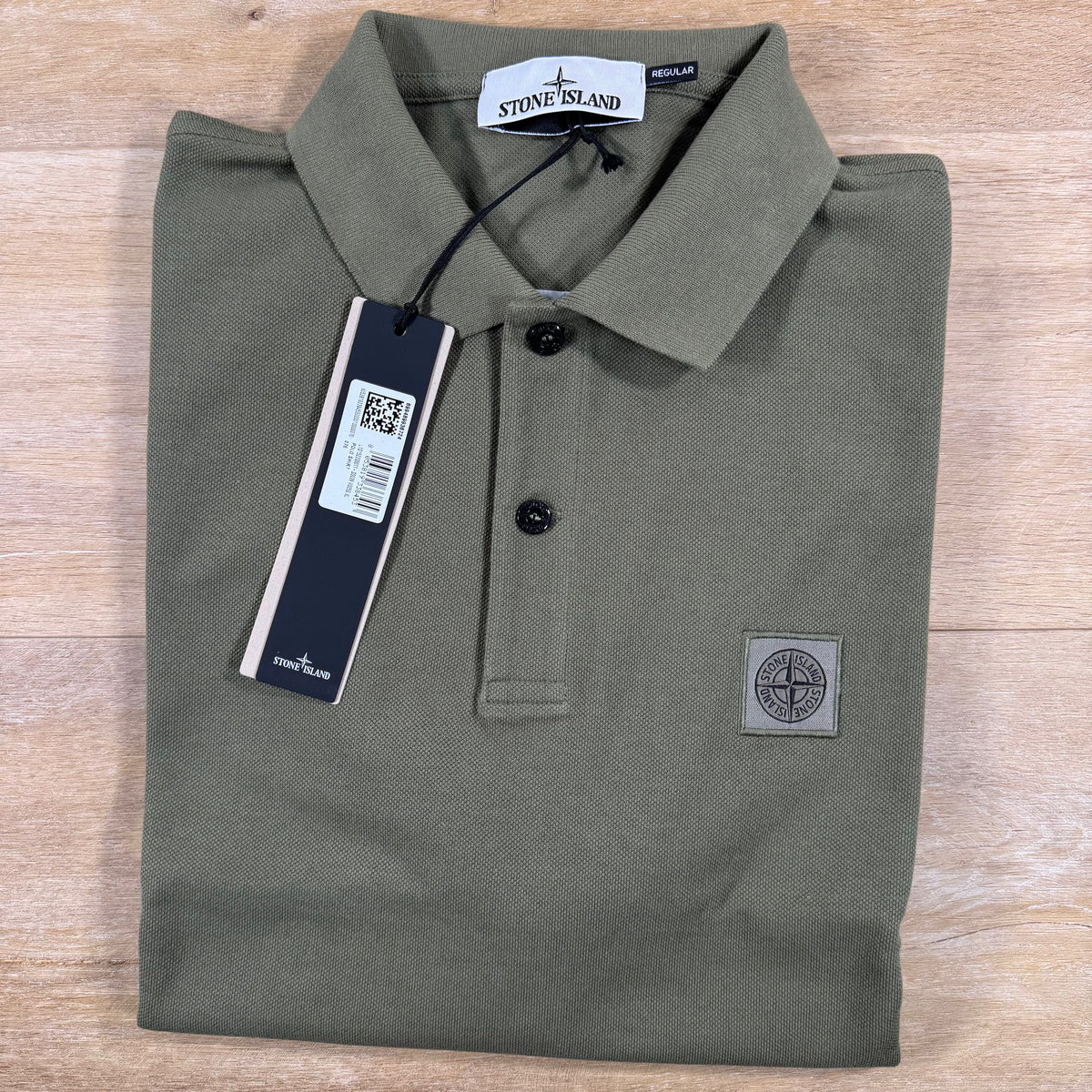 Stone Island Regular Fit Patch Logo Polo Shirt in Military Green