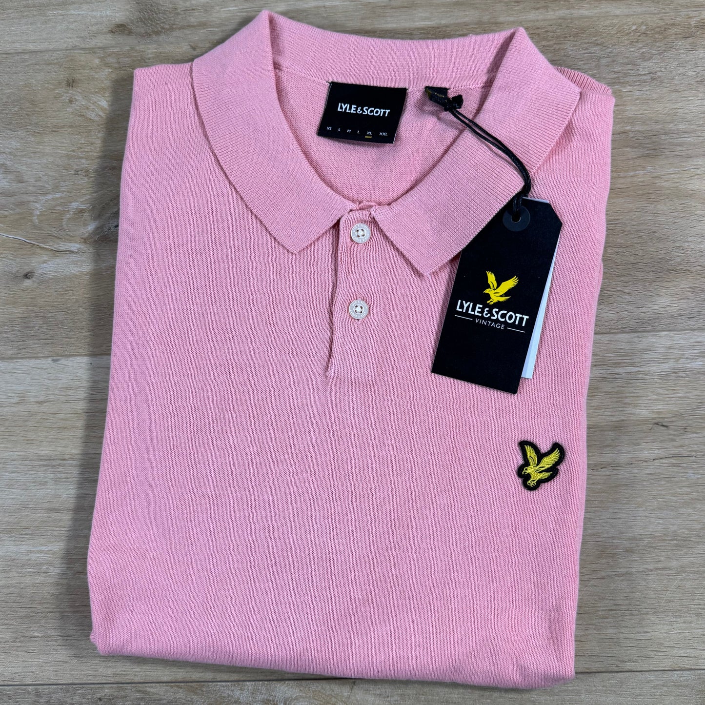 Lyle & Scott Cotton Knitted Polo Shirt in Pink Grapefruit