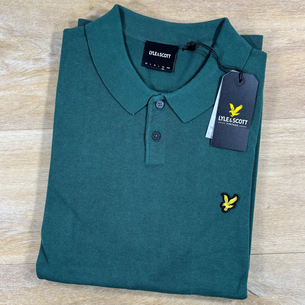 Lyle & Scott Cotton Knitted Polo Shirt in Everglade Green