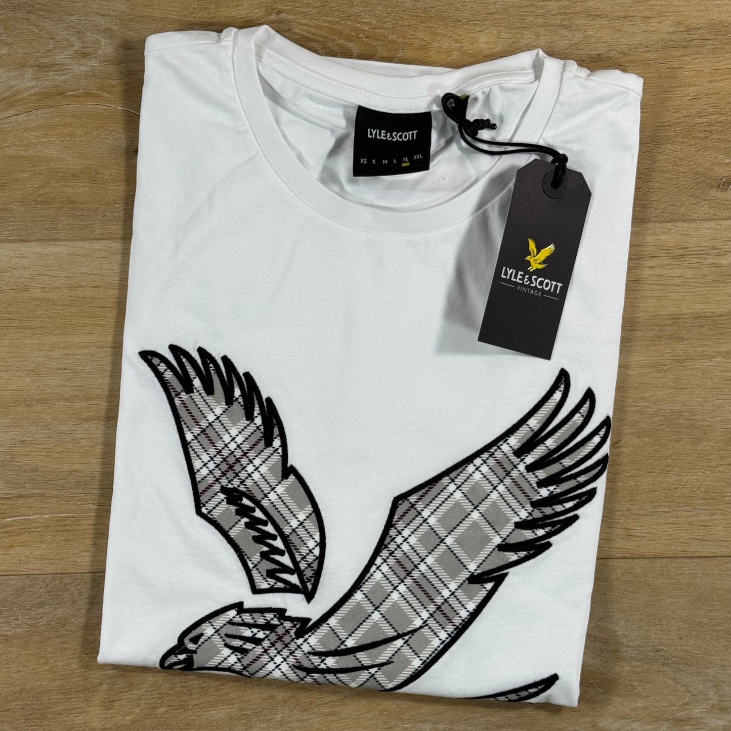 Lyle & Scott Check Eagle T-Shirt in White