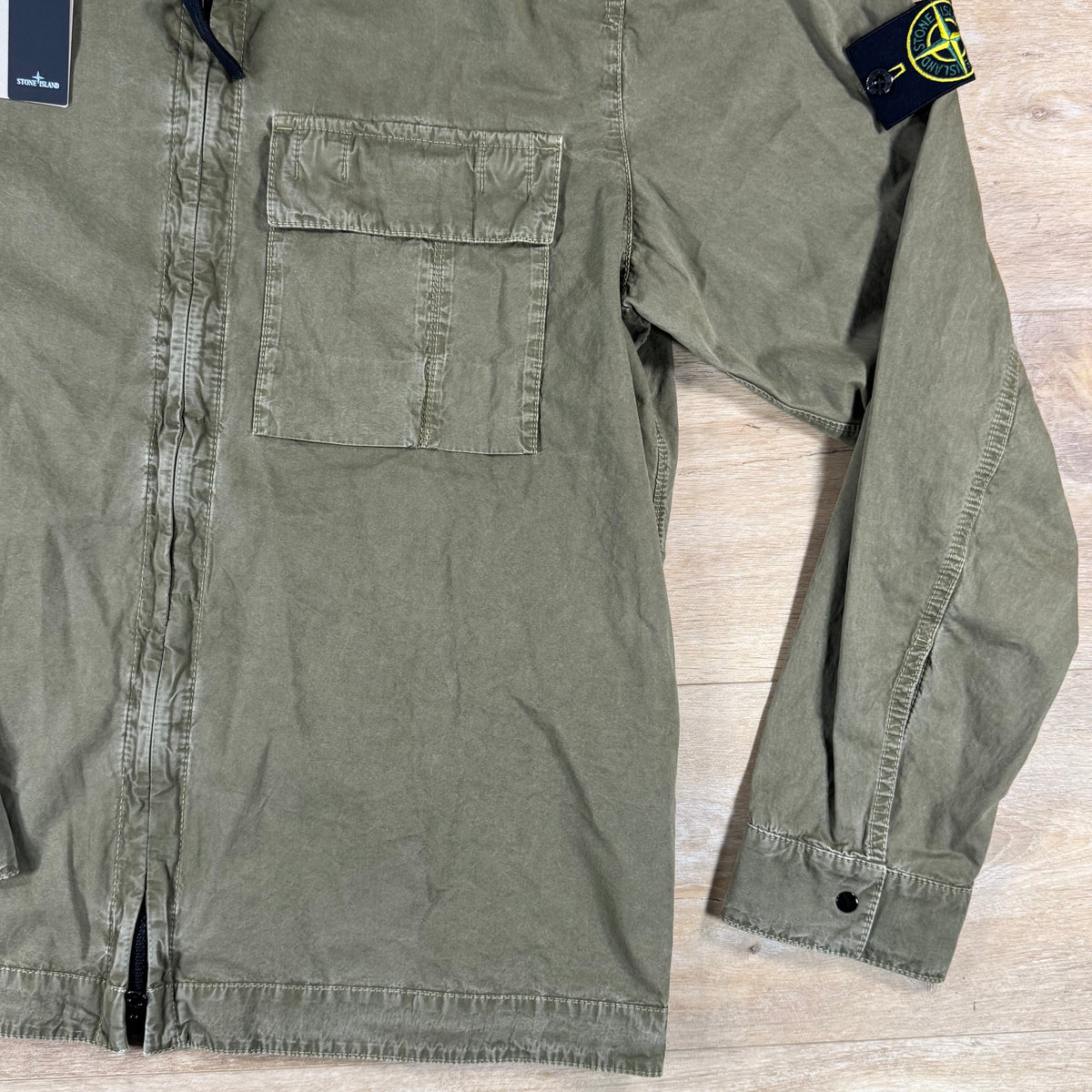 Stone Island Brushed Old Effect Overshirt in Military Green