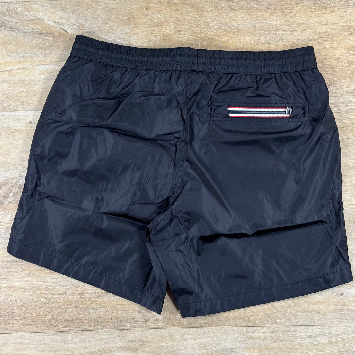 Moncler Tricolor Logo Patch Swim Shorts in Black