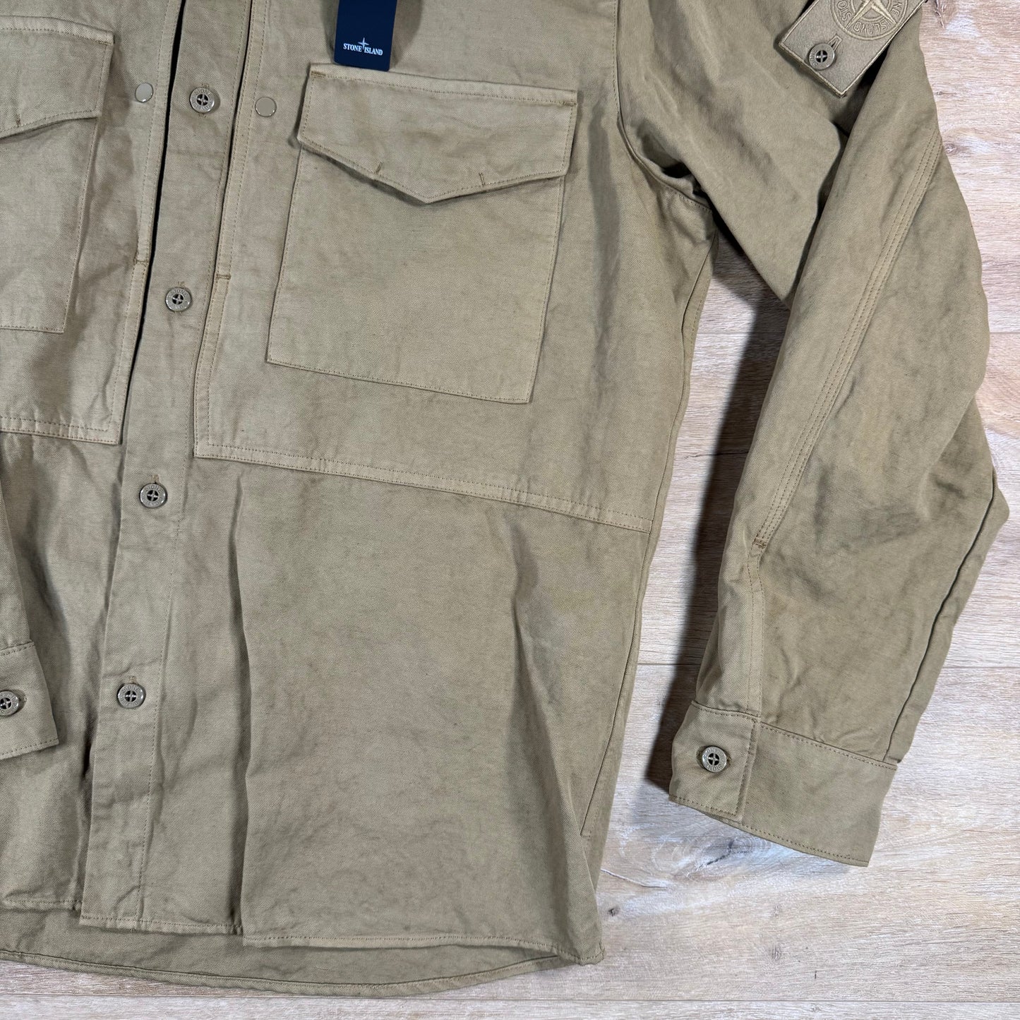 Stone Island Ghost Linen Overshirt in Dark Beige