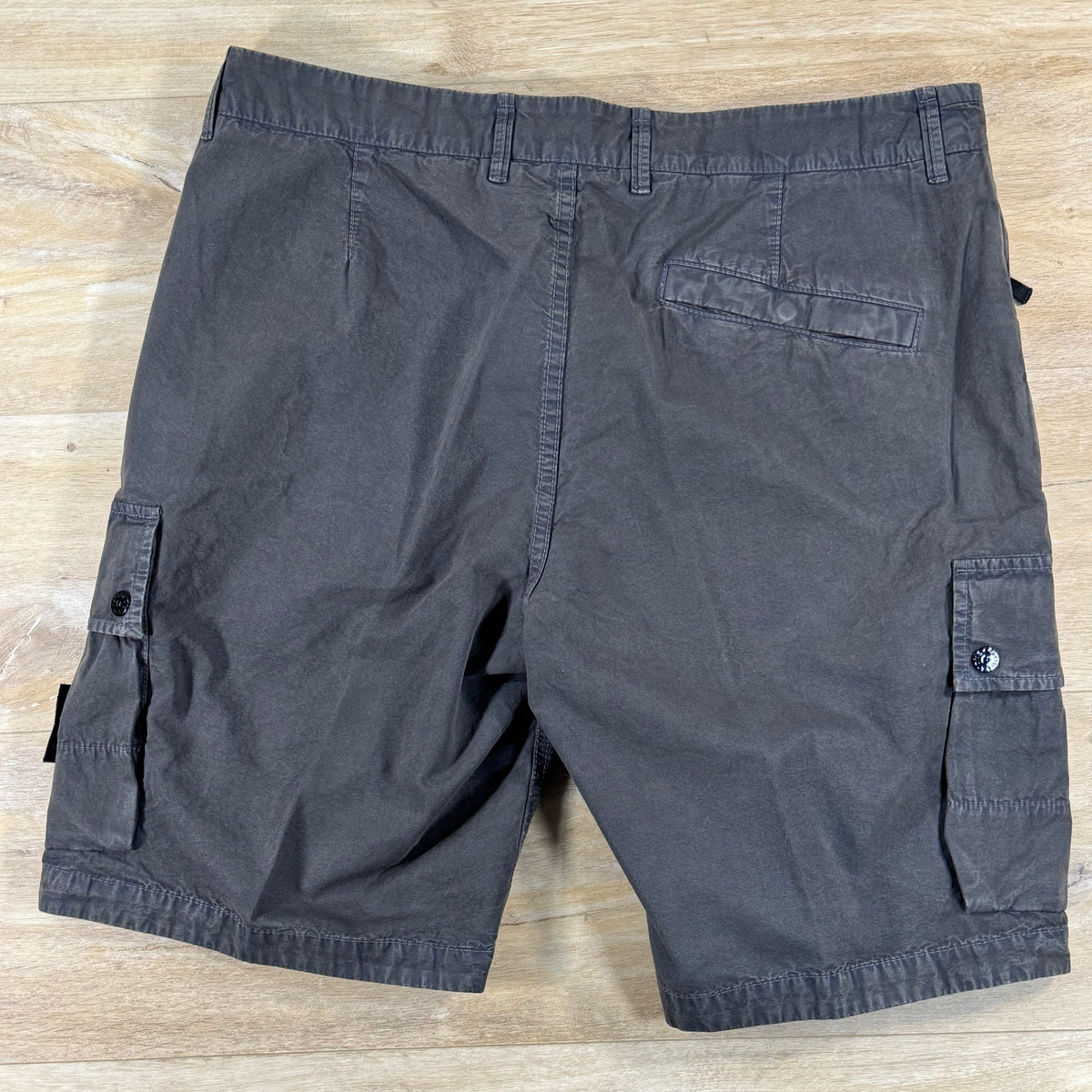 Stone Island Brushed Canvas 'Old Effect' Cargo Shorts in Charcoal Grey
