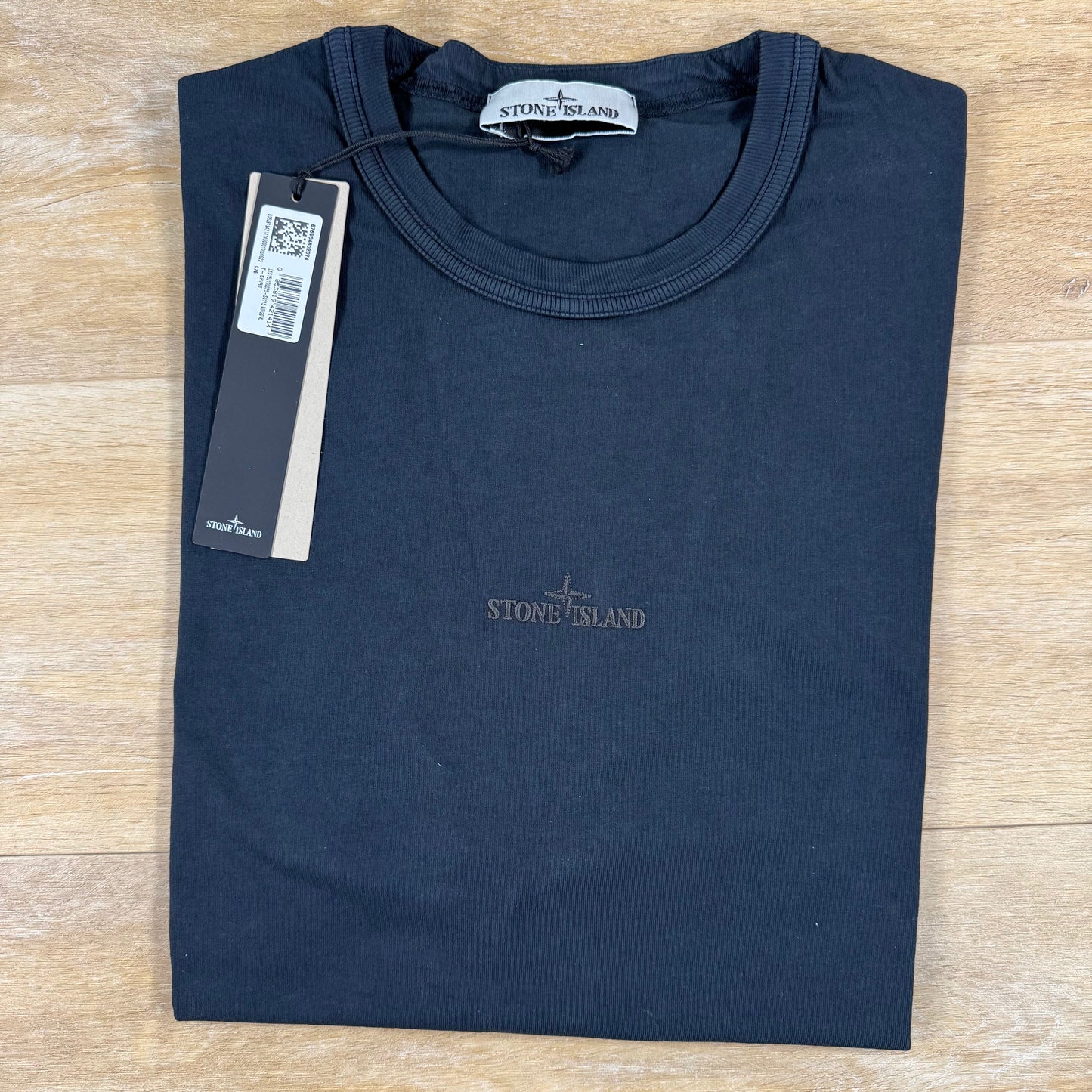 Stone Island Regular Fit T-Shirt with Logo Embroidery in Navy