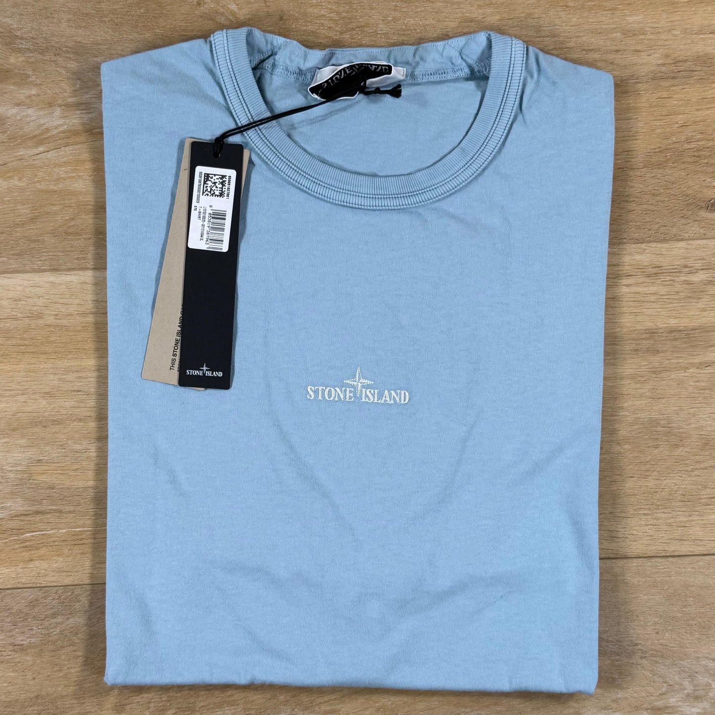 Stone Island Regular Fit T-Shirt with Logo Embroidery in Dust Blue