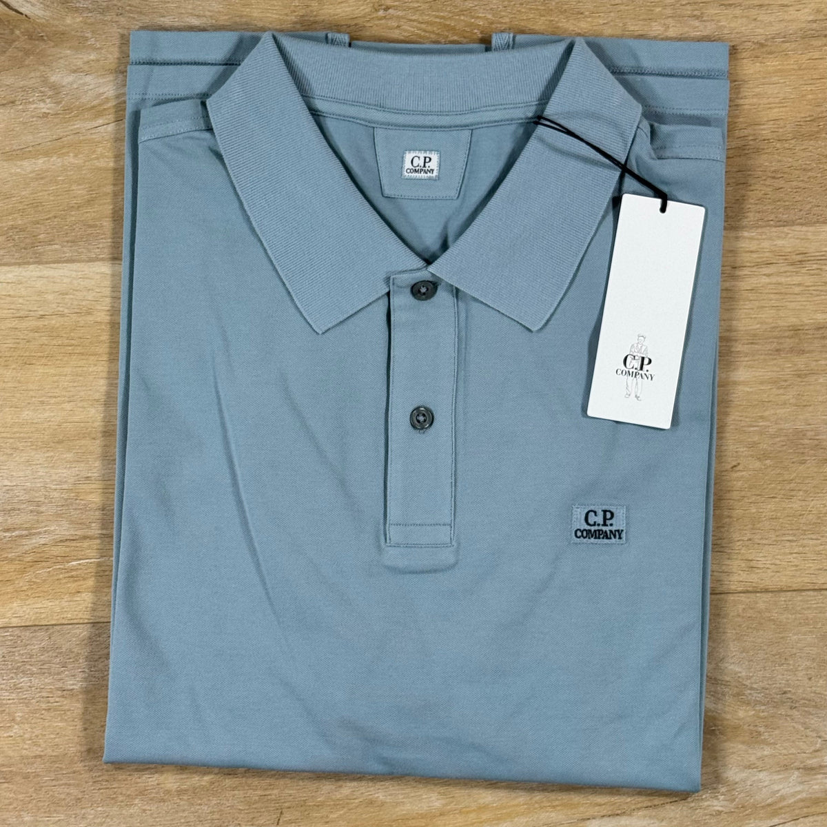 C.P. Company Stretch Piquet Polo Shirt in Silver Blue