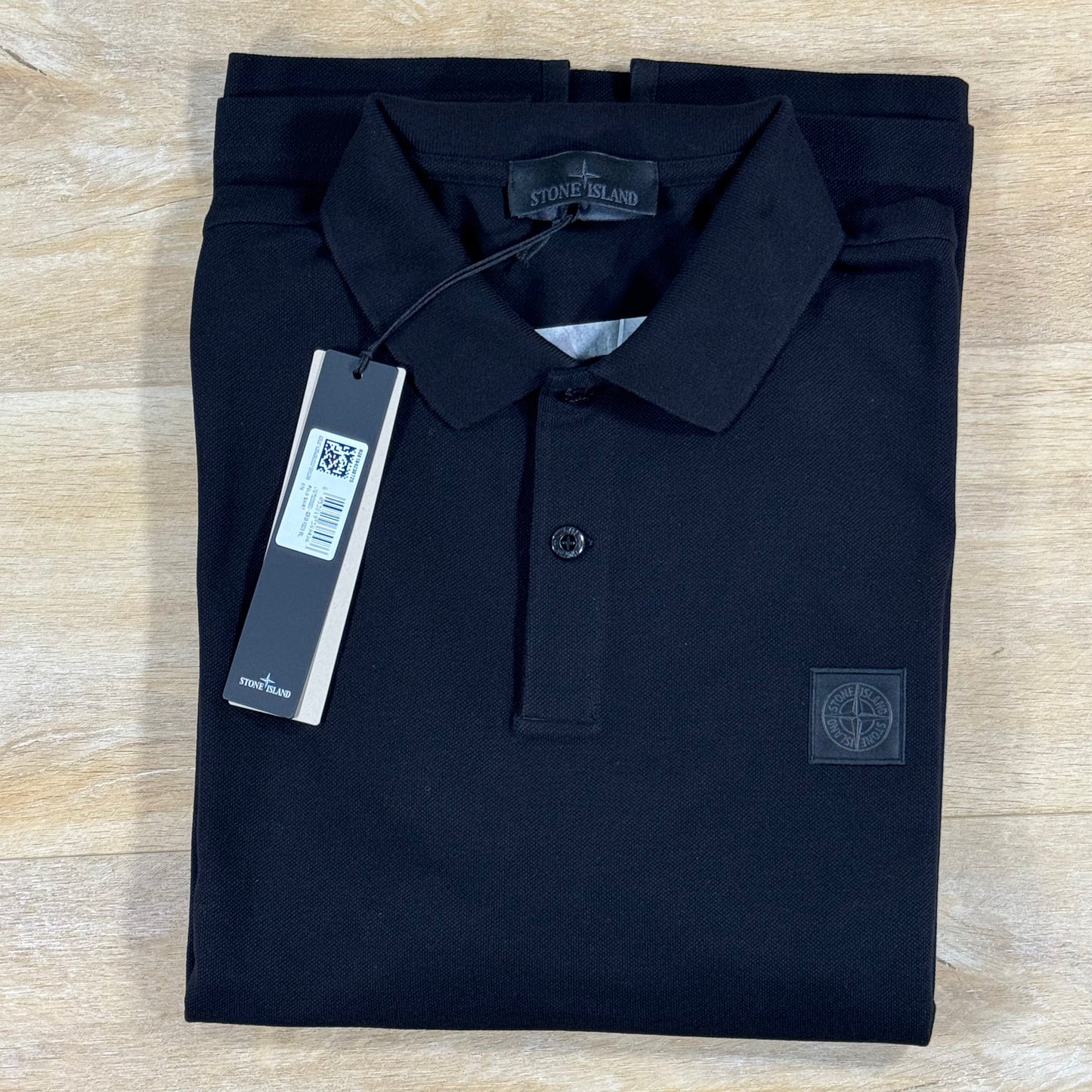 Stone Island Ghost Patch Logo Polo Shirt in Black