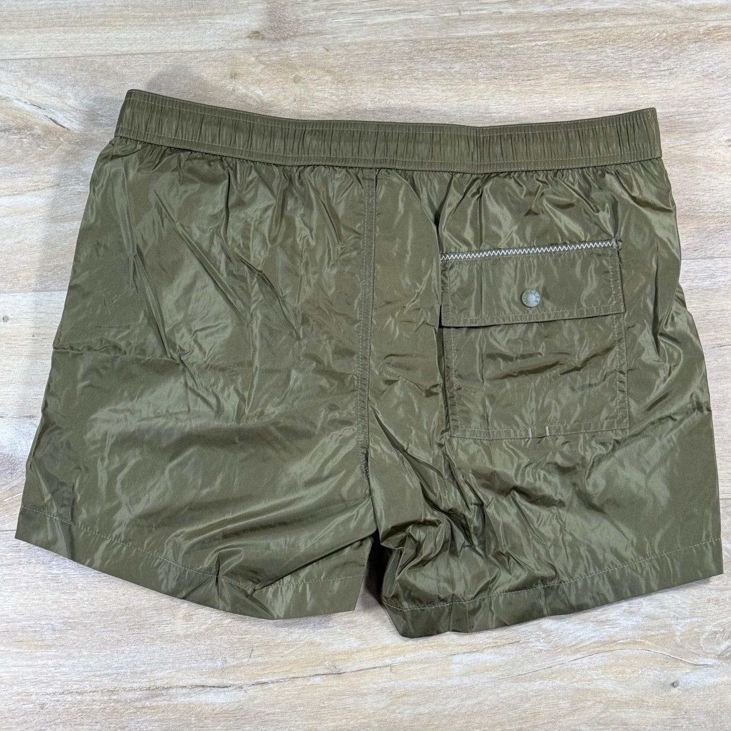 Moncler Logo Swim Shorts in Khaki