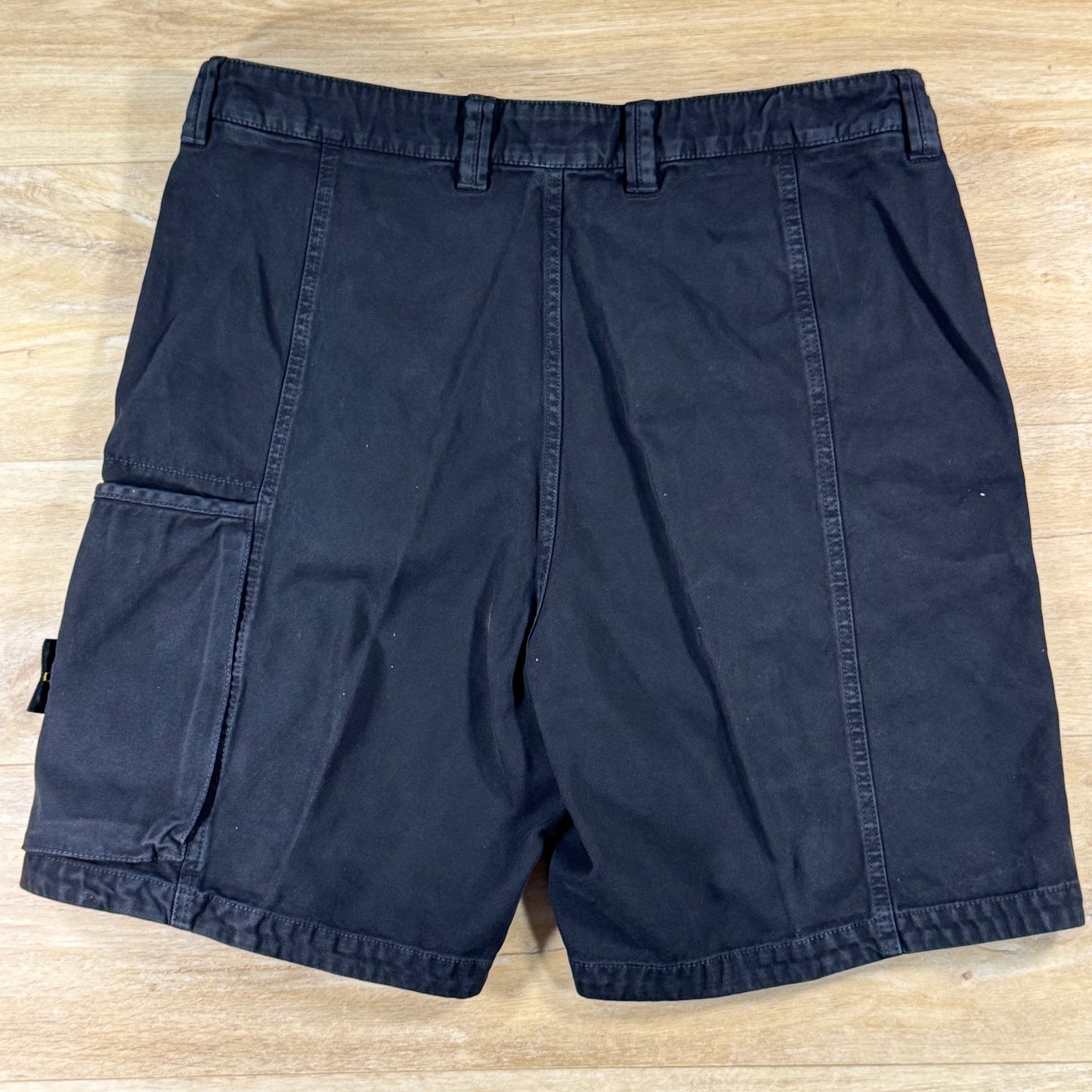 Stone Island Panama Cotton Comfort Fit Cargo Shorts in Black