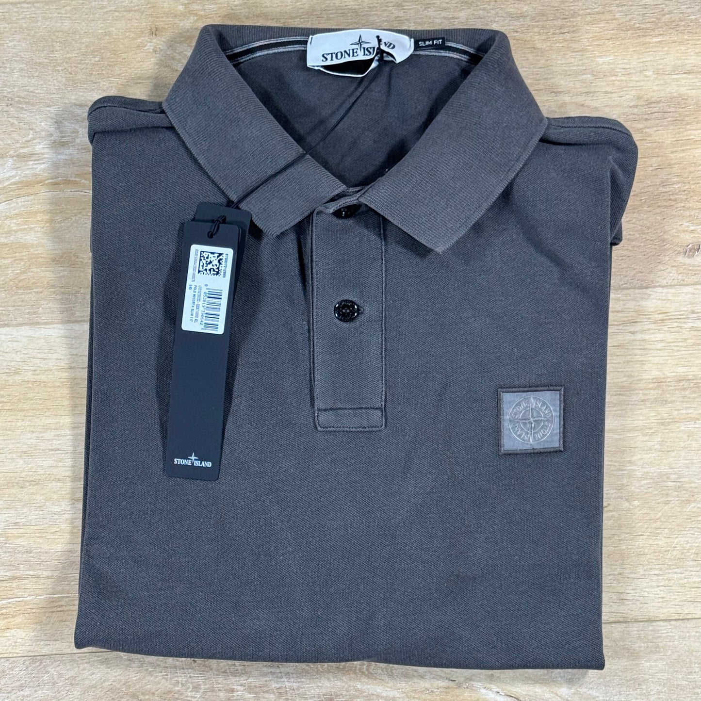 Stone Island Pigment Dye Polo Shirt in Charcoal Grey