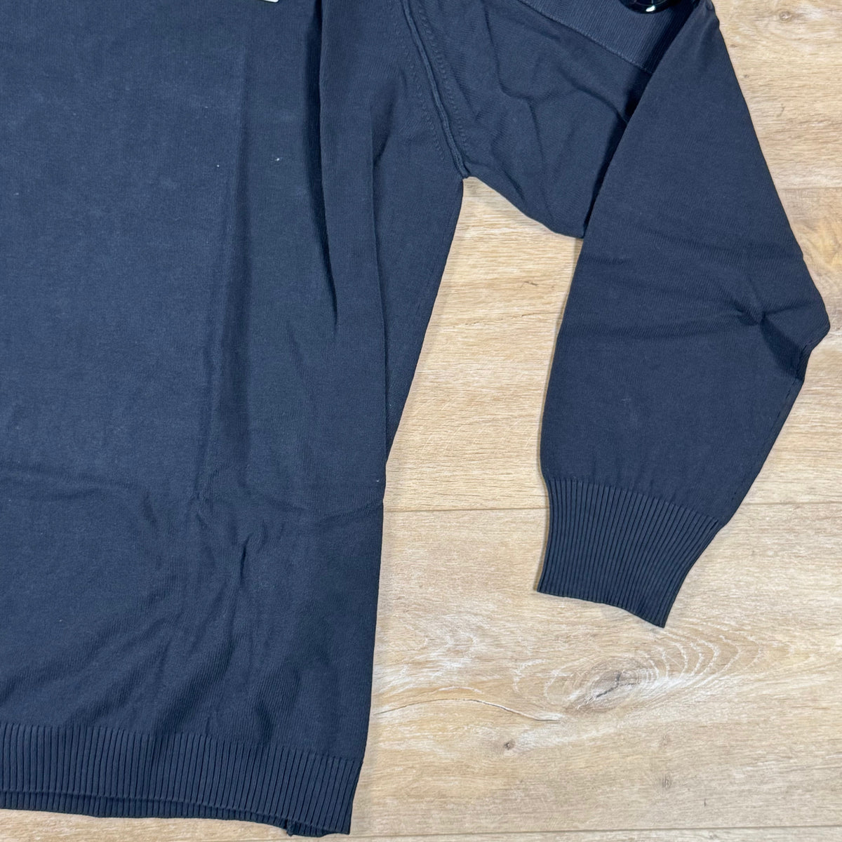 C.P. Company Cotton Crepe Crewneck Lens Sweater in Black
