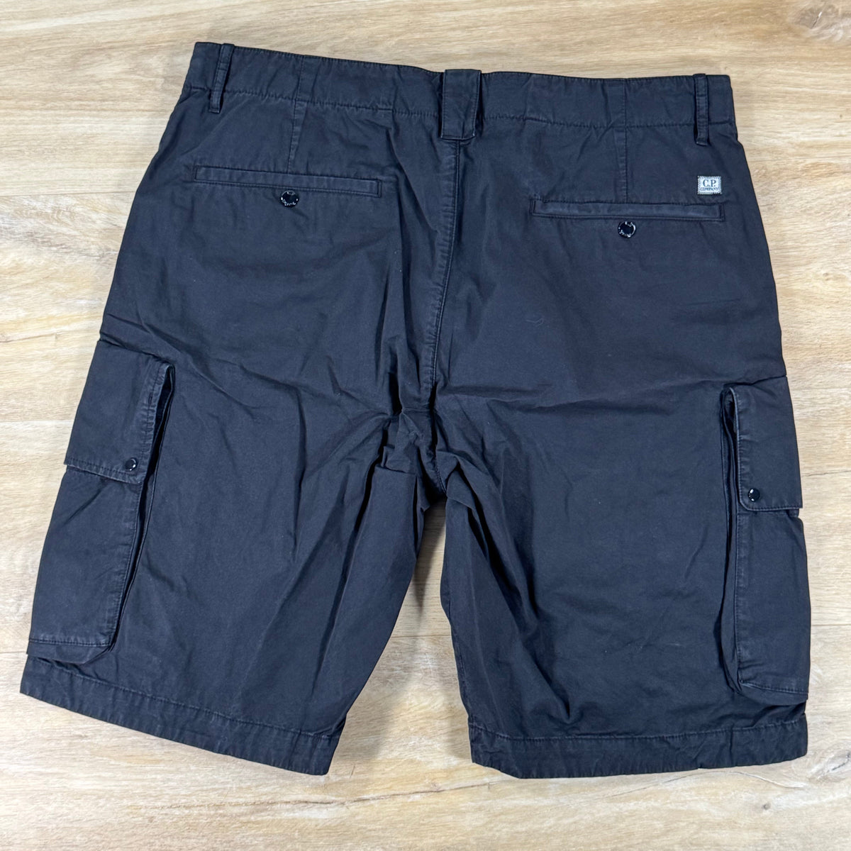 C.P. Company Gabardine Lens Cargo Shorts in Black