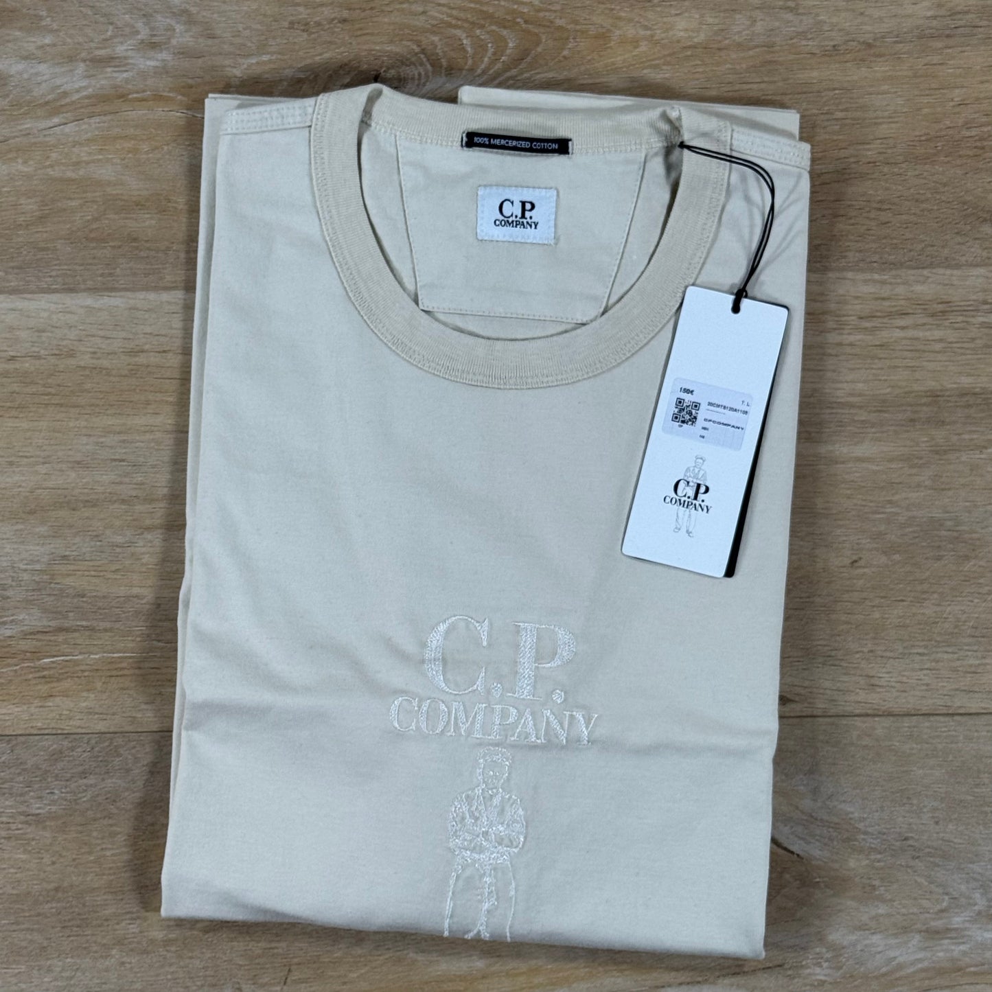 C.P. Company Mercerized Jersey 30/2 Twisted Logo T-Shirt in Frozen Dew