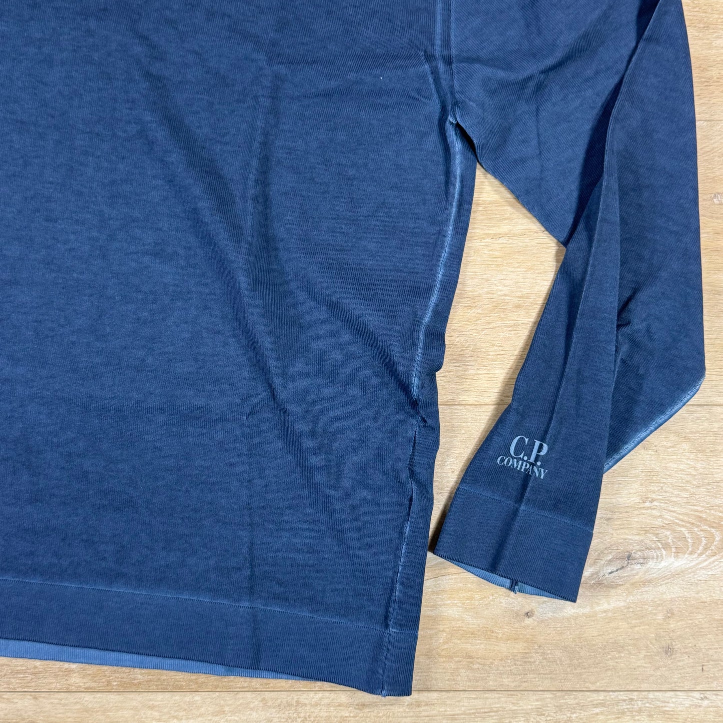 C.P. Company Cotton Crepe Double Dyed Crewneck Sweater in Midnight Navy