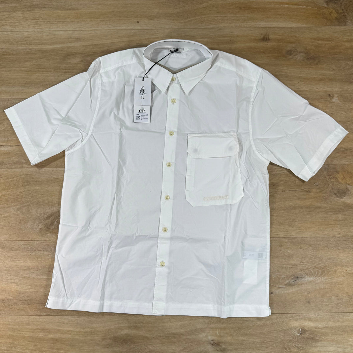 C.P. Company Popline Short-Sleeve Shirt in Gauze White