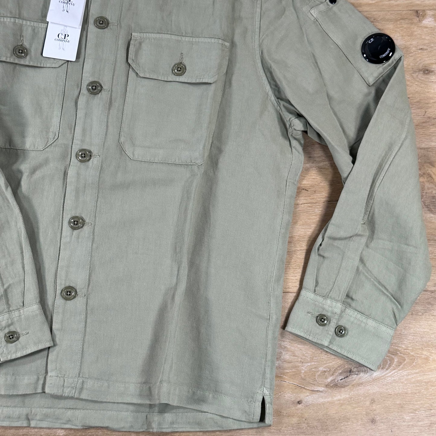 C.P. Company Broken Twill Lens Overshirt in Moss Gray - Green