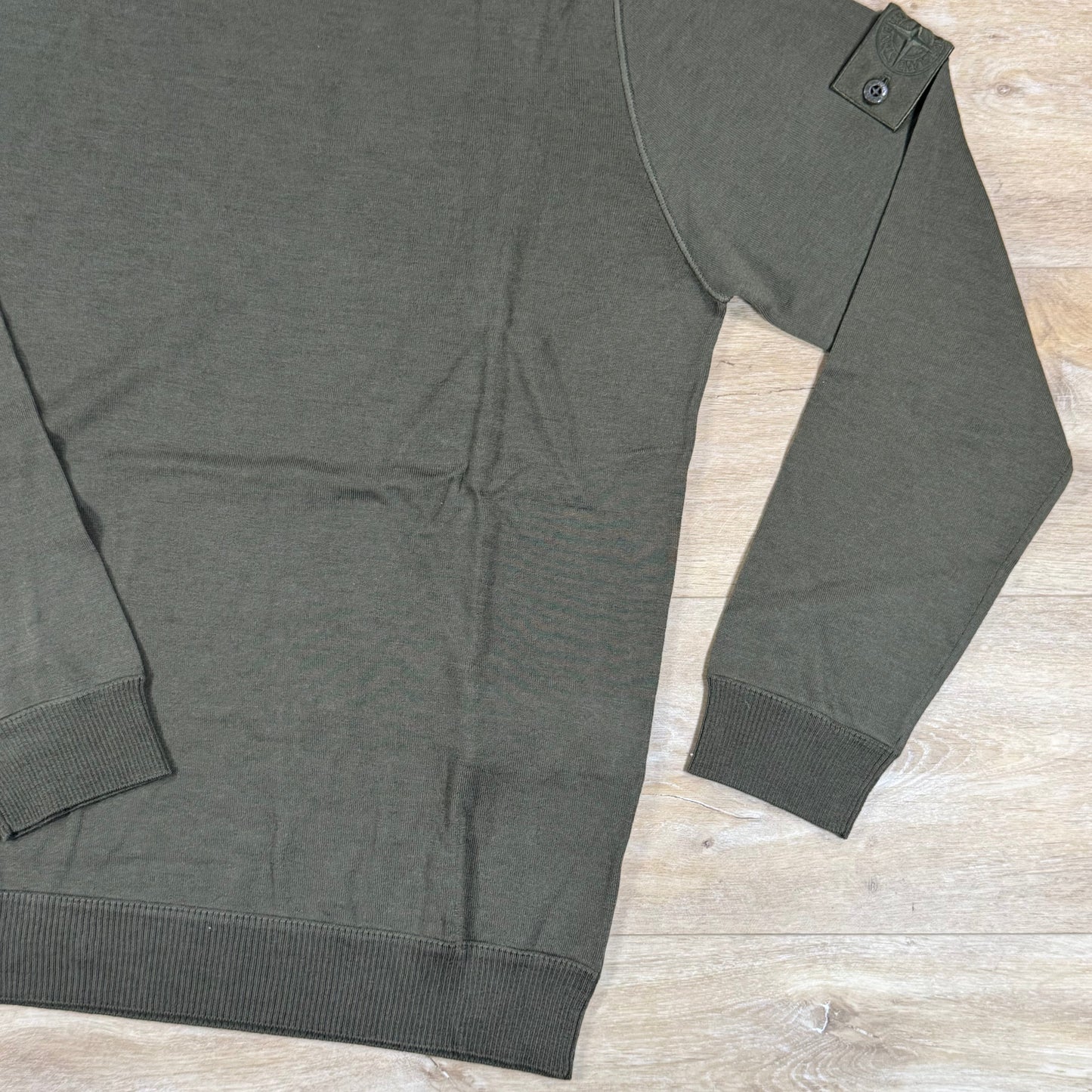 Stone Island Ghost Light Pure RWS Wool Turtleneck Jumper in Military Green