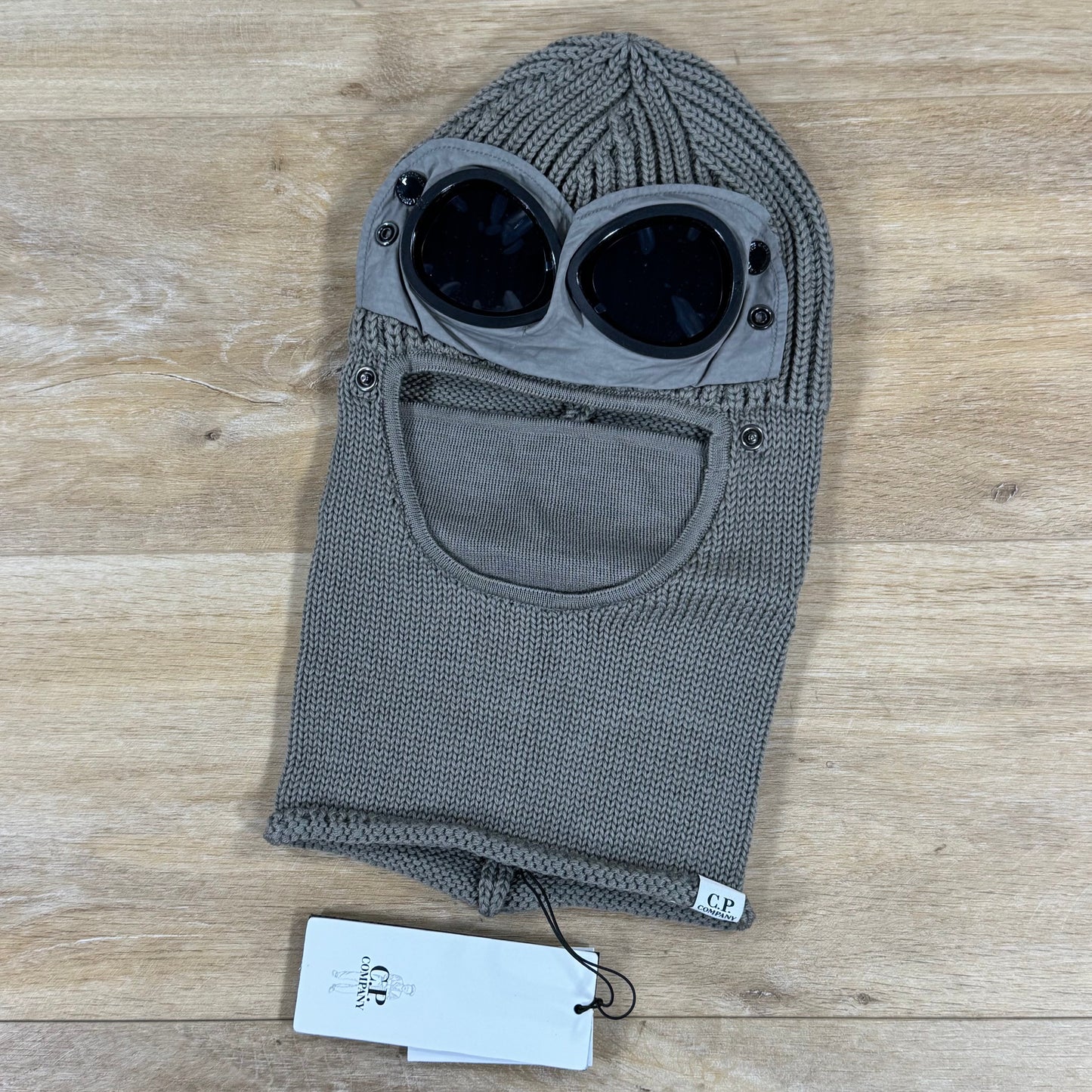 C.P. Company Merino Wool Goggle Balaclava in Fallen Rock - Beige