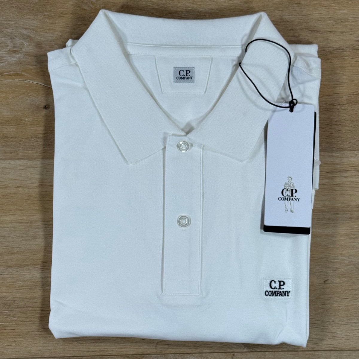 C.P. Company Stretch Piquet Polo Shirt in Gauze White