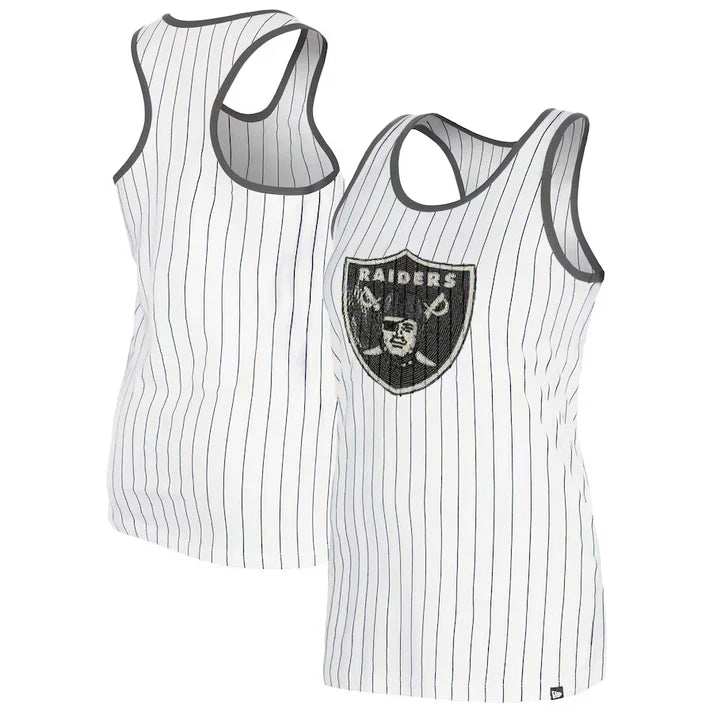 New Era Women's Las Vegas Raiders Gameday Sequin Pinstripe Tank Top