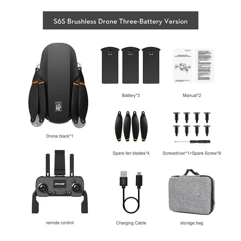 LSRC-S6S Mini Drone GPS 5G WiFi FPV 4K HD Camera Brushless Foldable Quadcopter RTF