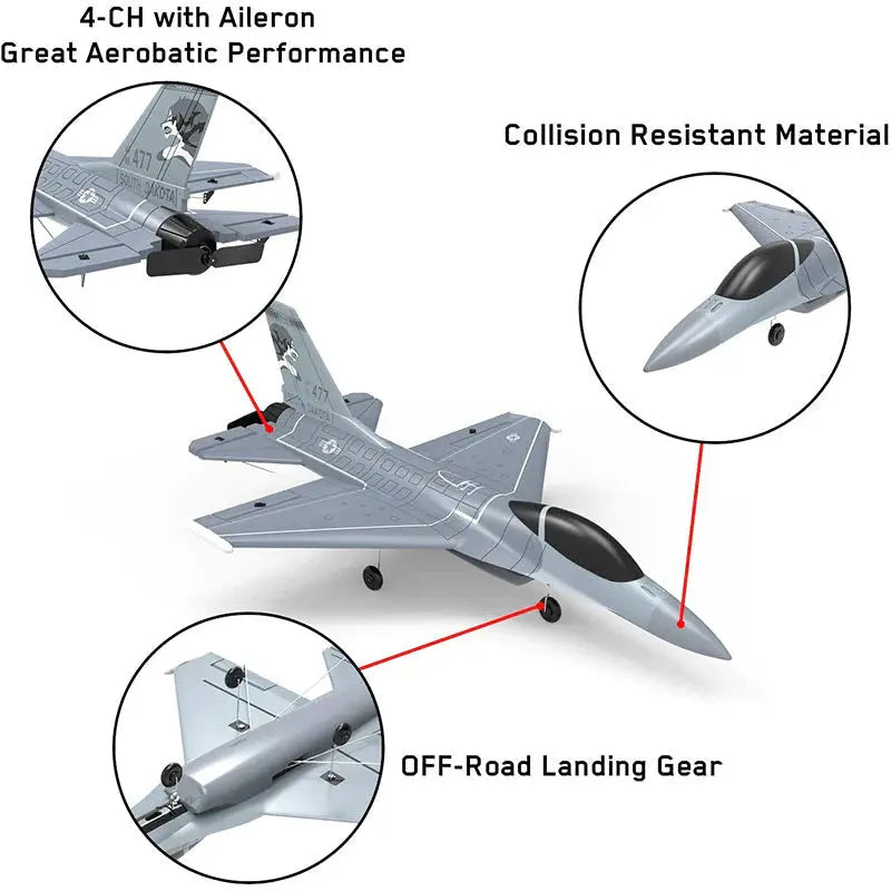 RC Airplane Volantex F16 Falcon 365mm Wingspan EPP 2.4G 4CH 6-Axis One Key Return Aerobatic Fixed-wing Plane RTF