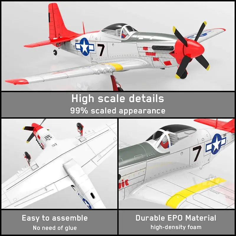 VolantexRC Mustang P-51D 768-1 750mm Wingspan EPO Warbird Scale RC Airplane RTF
