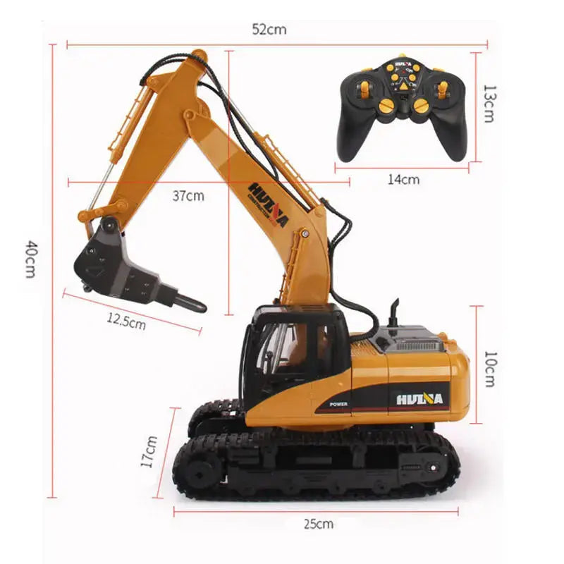 Huina 1560 1/12 Scale 2.4G 16CH Alloy RC Excavator Gravel Construction Car Toy