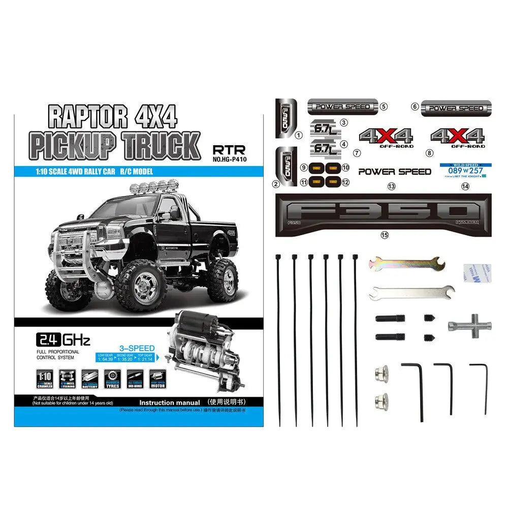 HG P410 1/10 2.4G 4WD RC Car Pickup Truck Climbing off-road Vehicle Ford F350 Toys