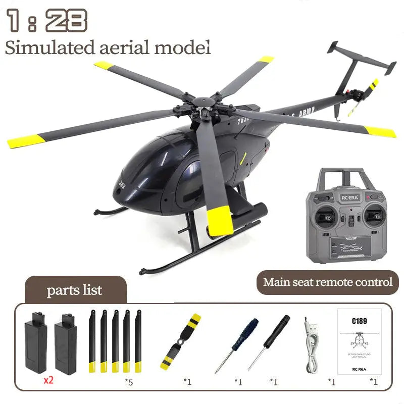 RCERA C189 MD500 Bird 1:28 Scale Dual Brushless 6-Axis Gyro Barometric Altitude Hold Simulation RC Helicopter RTF