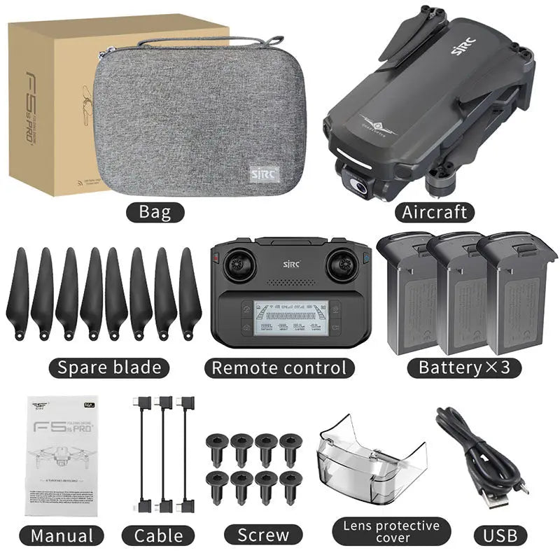 SJRC F5S Pro+ 4K Drone 2-Axis Gimbal GPS 3KM 5G WiFi Brushless Foldable Quadcopter RTF